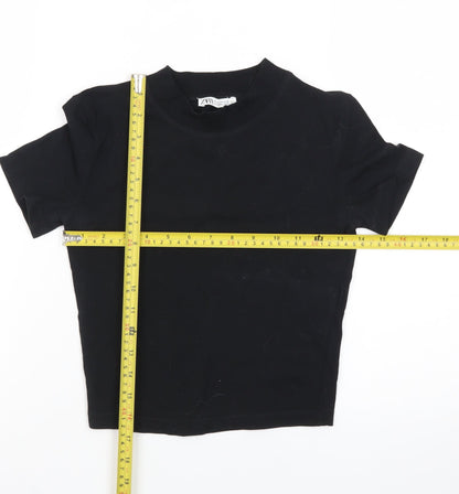 Zara Women's Black Slim Fit Cropped T-Shirt Size S