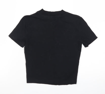 Zara Women's Black Slim Fit Cropped T-Shirt Size S