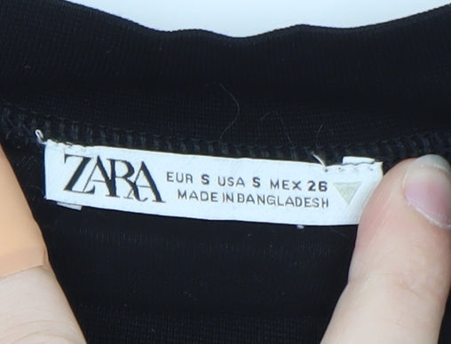 Zara Women's Black Slim Fit Cropped T-Shirt Size S