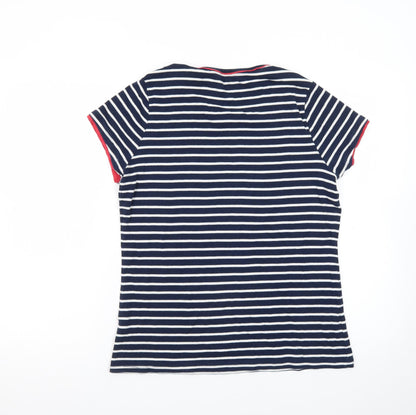 Tu Women's Blue Striped Cotton T-Shirt Size 22