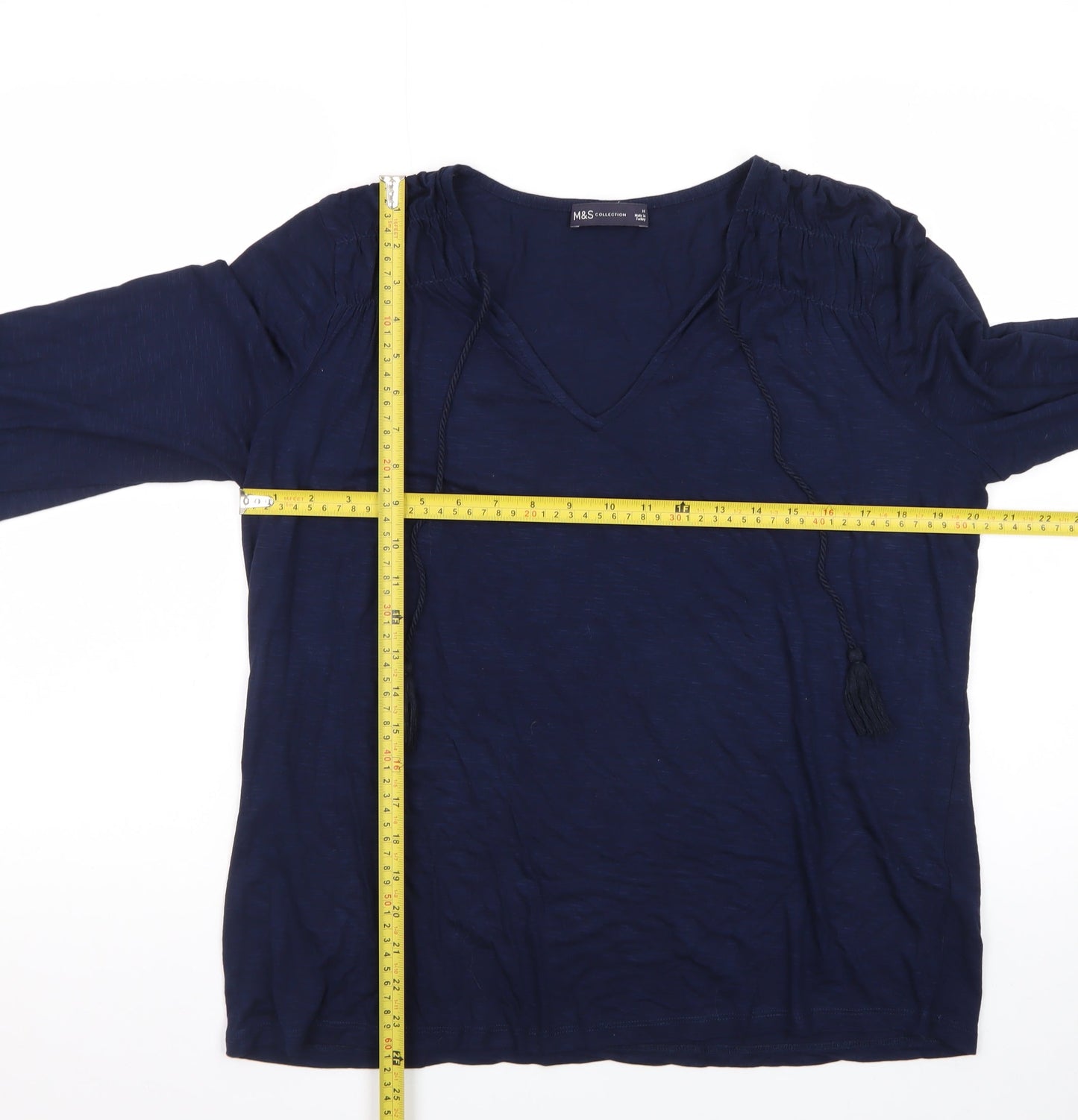 Marks and Spencer Women’s Blue Long Sleeve V-Neck Tunic Blouse Size 16