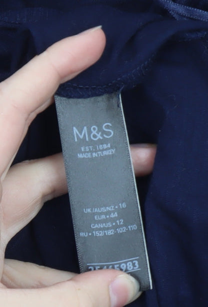 Marks and Spencer Women’s Blue Long Sleeve V-Neck Tunic Blouse Size 16