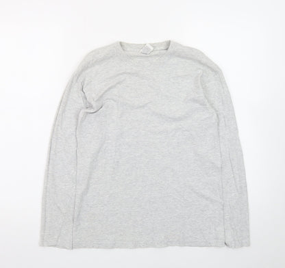 Fruit of the Loom Men's Grey Long Sleeve Crew Neck Cotton T-Shirt Size S