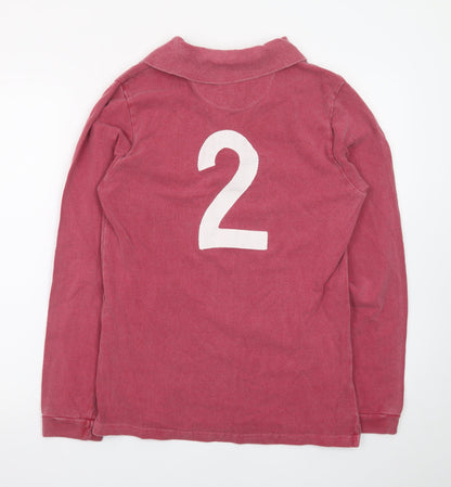 Crumbié Teens Red Rugby Club Long Sleeve Cotton Polo Shirt Size 14