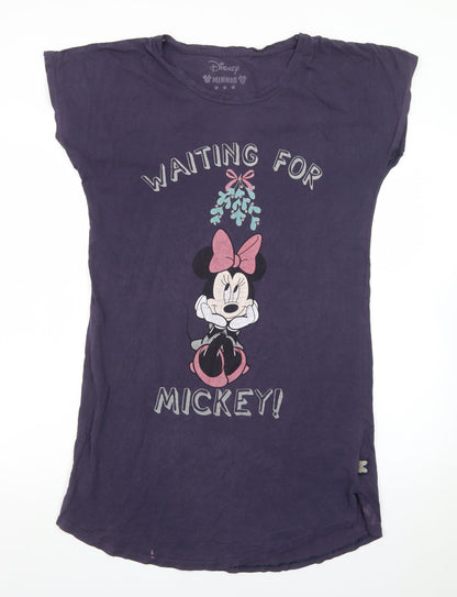 Disney Womens Purple Minnie Mouse Nightshirt UK 8-10 Graphic T-Shirt Style
