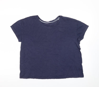 Marks and Spencer Women's Blue Cotton Crew Neck T-Shirt Size M