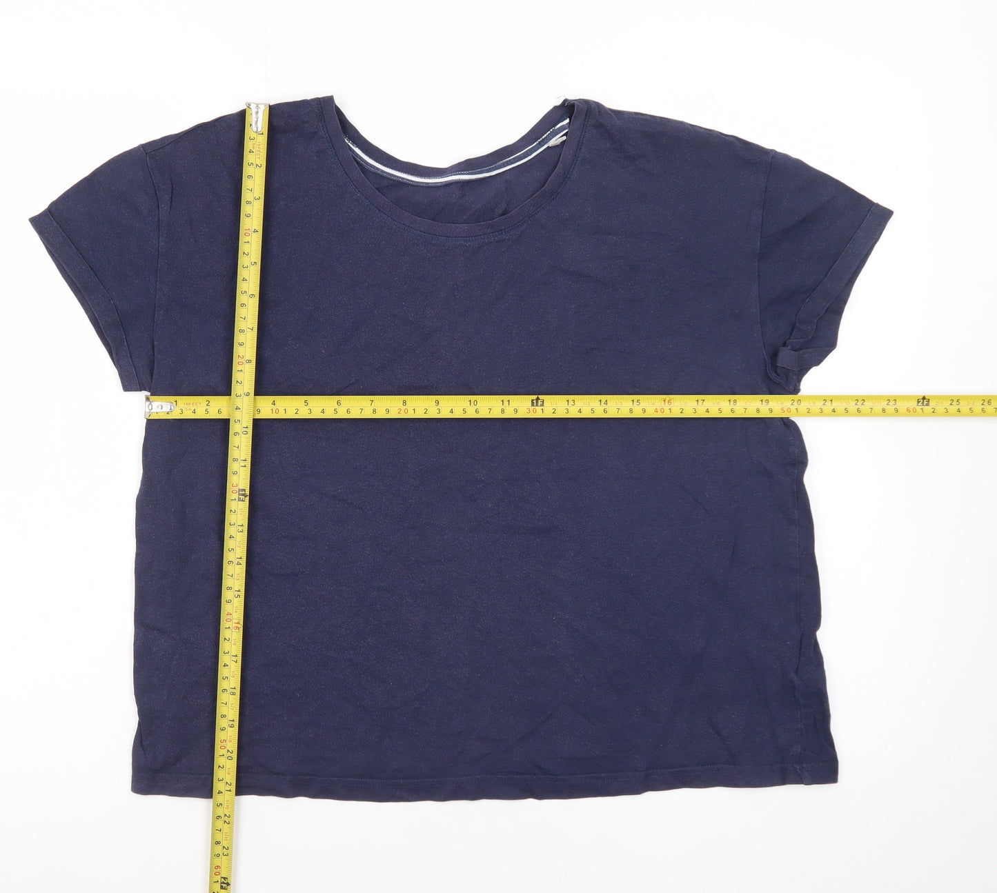 Marks and Spencer Women's Blue Cotton Crew Neck T-Shirt Size M