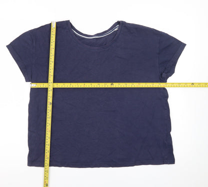 Marks and Spencer Women's Blue Cotton Crew Neck T-Shirt Size M