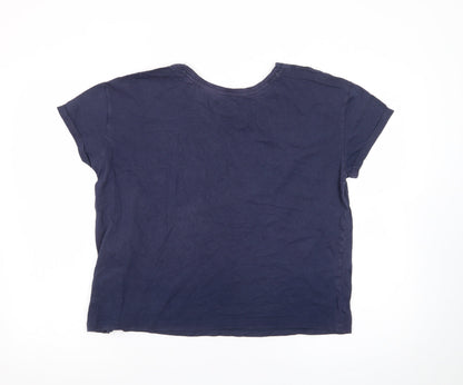 Marks and Spencer Women's Blue Cotton Crew Neck T-Shirt Size M