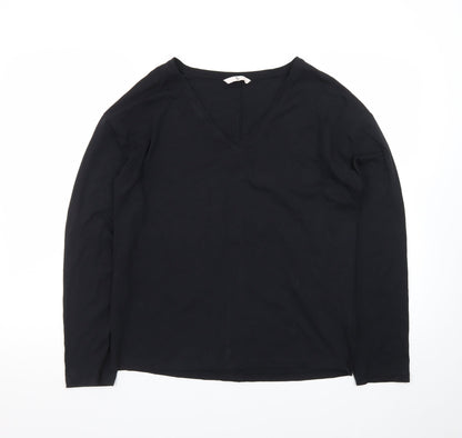 Tu Women Black V-Neck Long Sleeve Jersey Top Small