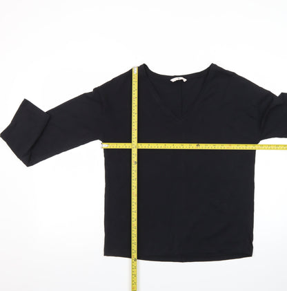 Tu Women Black V-Neck Long Sleeve Jersey Top Small
