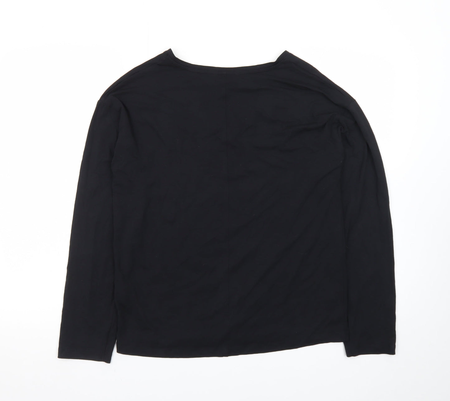 Tu Women Black V-Neck Long Sleeve Jersey Top Small