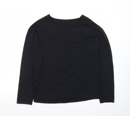 Tu Women Black V-Neck Long Sleeve Jersey Top Small