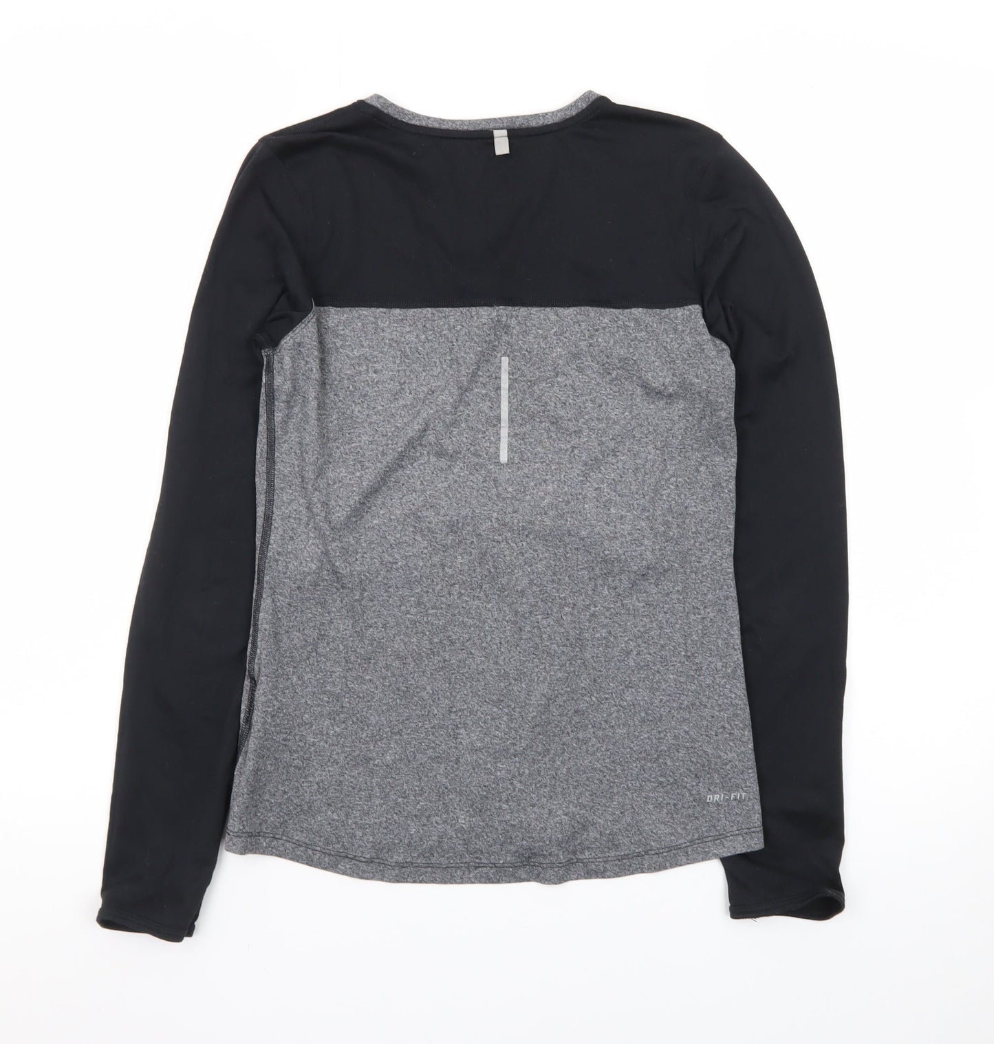 Nike Men's Grey Black Dri-FIT Long Sleeve Running Top Size S