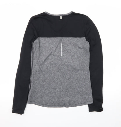 Nike Men's Grey Black Dri-FIT Long Sleeve Running Top Size S