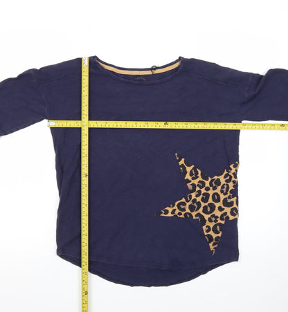 Next Women Blue Leopard Star Long Sleeve Cotton T-Shirt Size 10