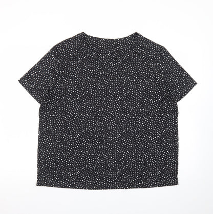 F&F Womens Black Polka Dot Short Sleeve T-Shirt UK 16