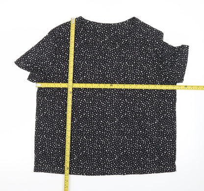 F&F Womens Black Polka Dot Short Sleeve T-Shirt UK 16