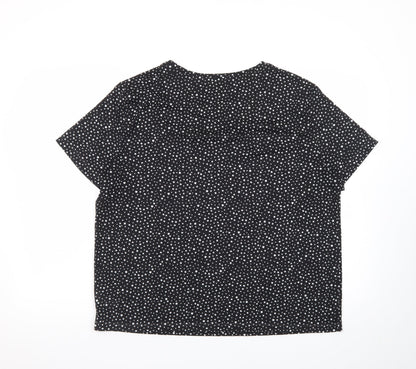 F&F Womens Black Polka Dot Short Sleeve T-Shirt UK 16