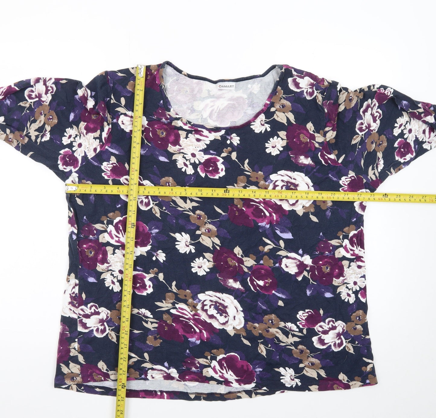 Damart Women’s Multicoloured Floral 3/4 Sleeve Jersey T-Shirt Size 22/24
