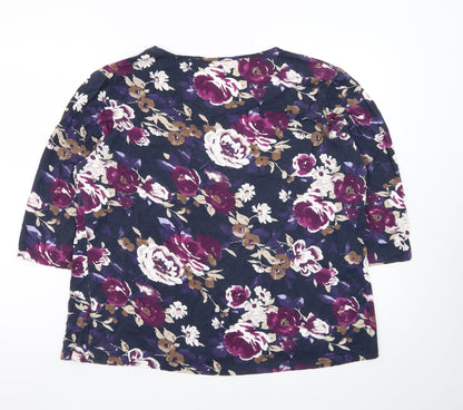 Damart Women’s Multicoloured Floral 3/4 Sleeve Jersey T-Shirt Size 22/24