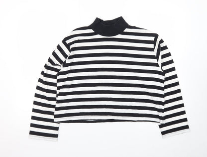ASOS Design Women Black White Striped Pullover Sweatshirt UK 10