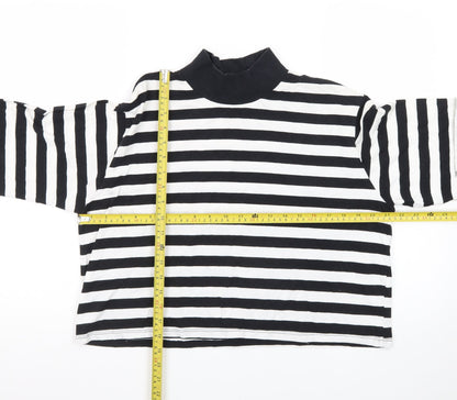 ASOS Design Women Black White Striped Pullover Sweatshirt UK 10