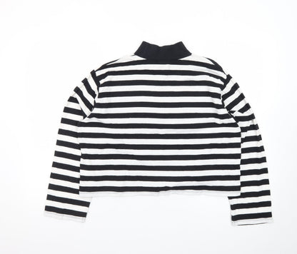 ASOS Design Women Black White Striped Pullover Sweatshirt UK 10