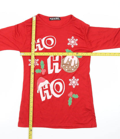 Be Jealous Womens Red Christmas Long Sleeve T-Shirt Size S