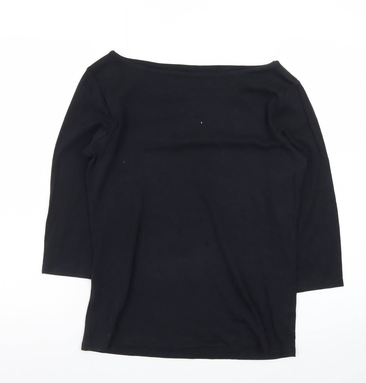 Nutmeg Women’s Black Size 14 Boat Neck 3/4 Sleeve Cotton Top