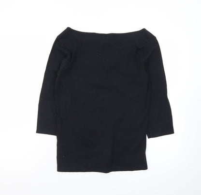 Nutmeg Women’s Black Size 14 Boat Neck 3/4 Sleeve Cotton Top