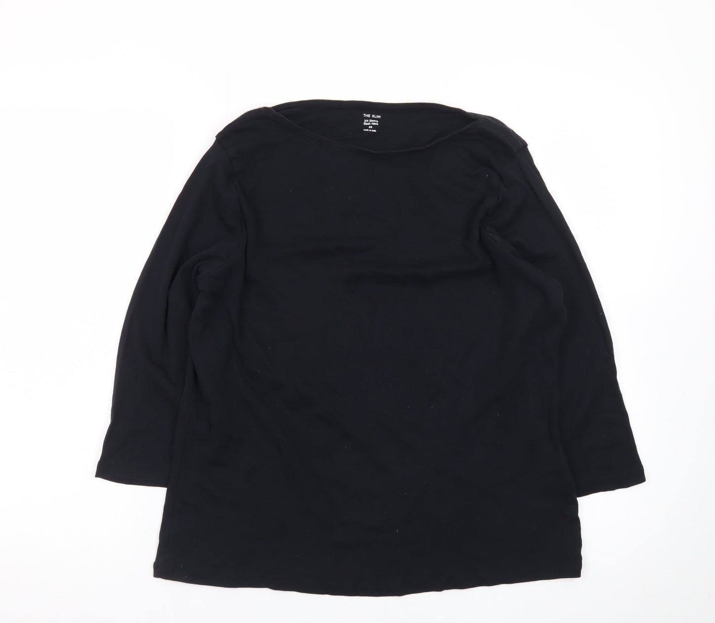 Marks and Spencer Women's Black 3/4 Sleeve Cotton Jersey T-Shirt Size 20