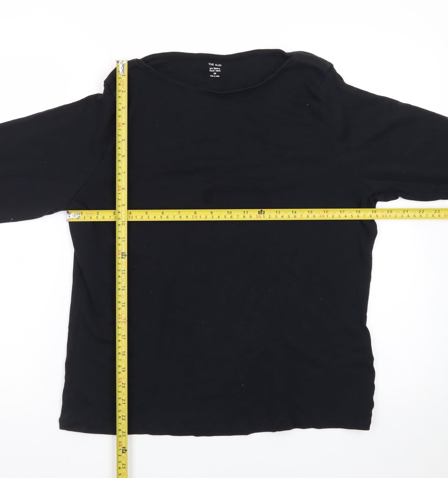 Marks and Spencer Women's Black 3/4 Sleeve Cotton Jersey T-Shirt Size 20