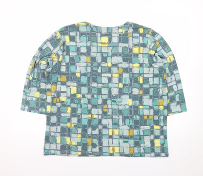 Honor Millburn Women's Multicoloured Geometric 3/4 Sleeve Jersey T-Shirt Size 18