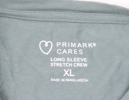 Primark Men’s Green Long Sleeve Stretch Crew T-Shirt XL