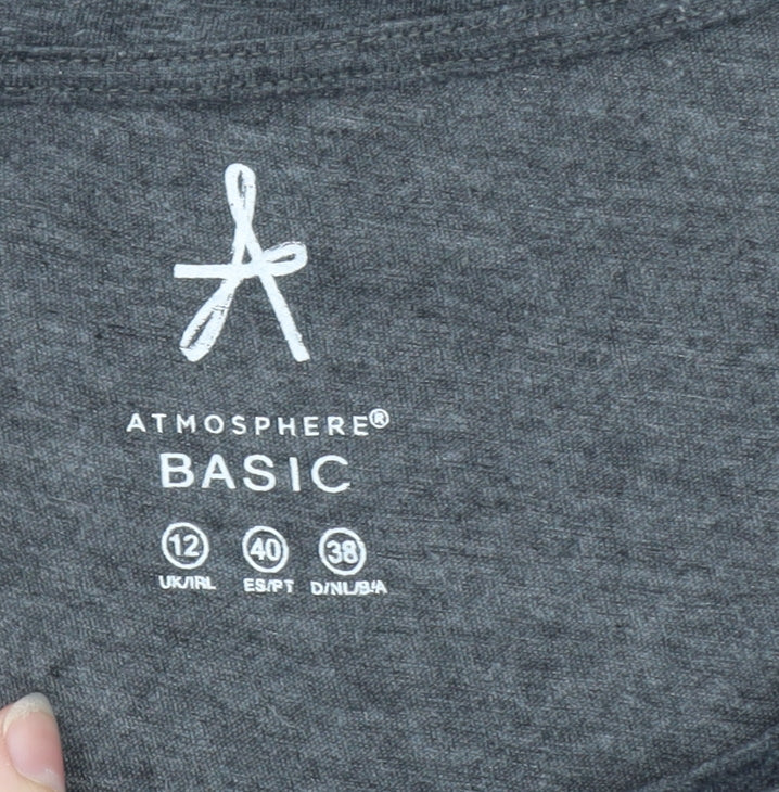 Atmosphere Women’s Grey Basic Short Sleeve Jersey T-Shirt Size 12
