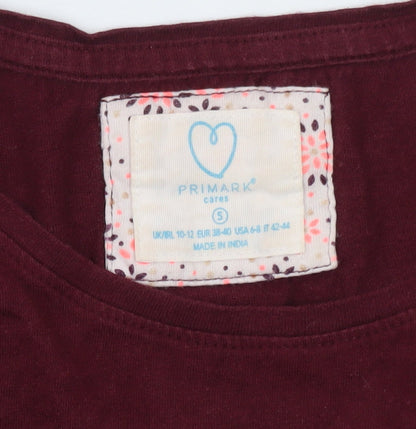 Primark Womens Red 3/4 Sleeve Basic Cotton T-Shirt Size S