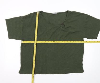 Nutmeg Women’s Green Cropped Ribbed T-Shirt Size 16