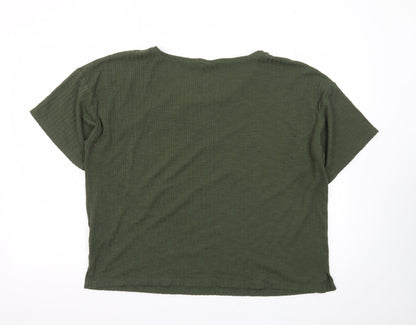 Nutmeg Women’s Green Cropped Ribbed T-Shirt Size 16