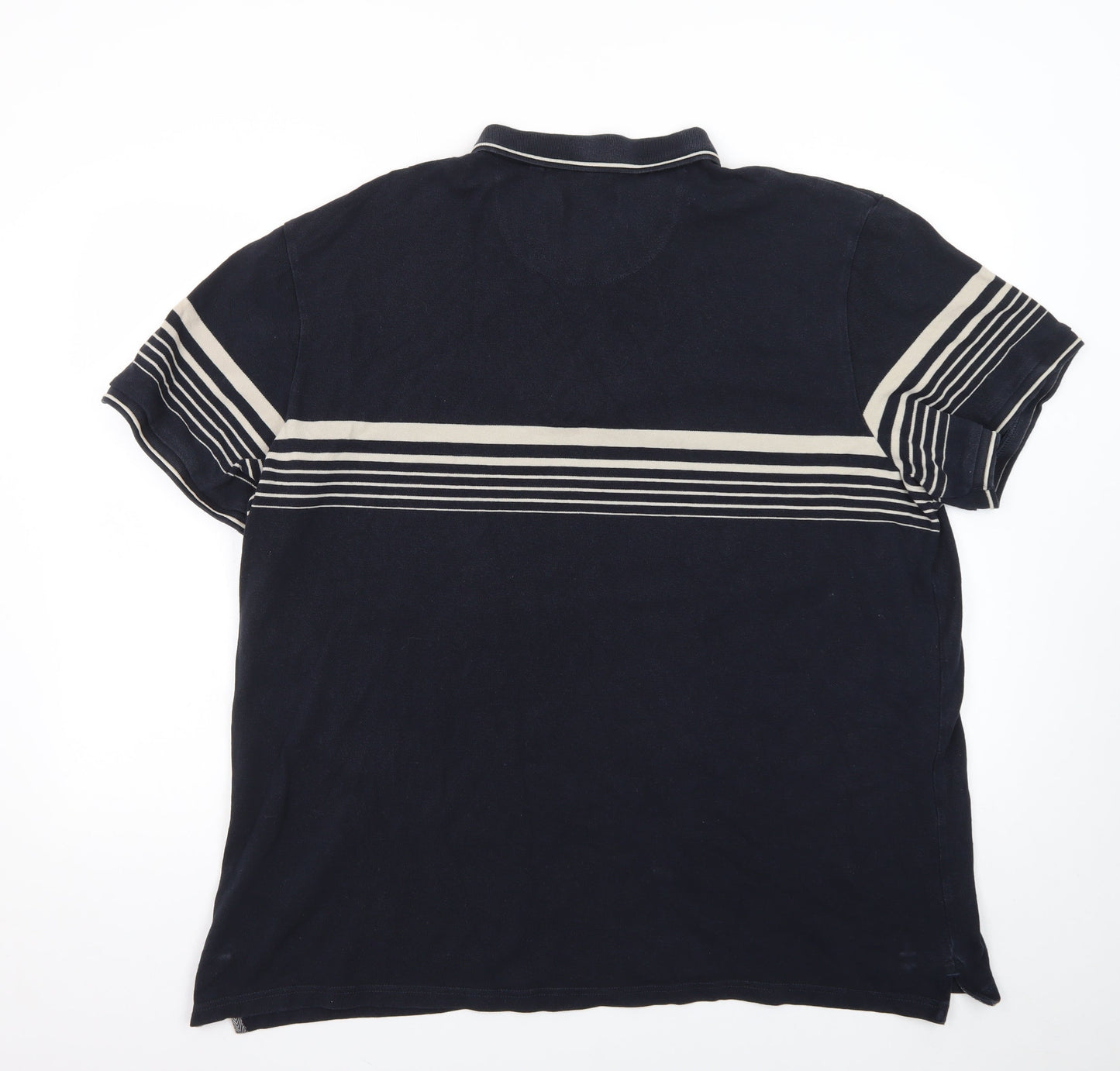 Tu Men Blue Striped 1/4 Zip Cotton Polo Shirt Size 2XL