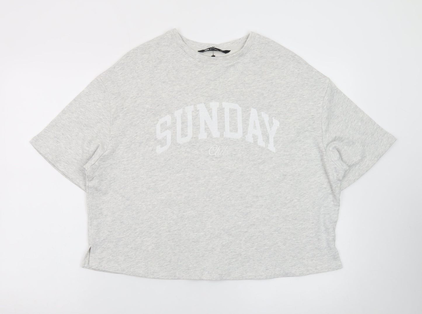 F&F Active Women's Grey 'Sunday Club' Relaxed Fit Short Sleeve Jumper M