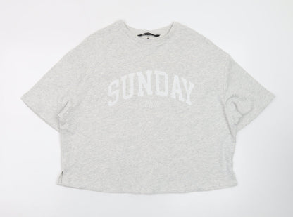 F&F Active Women's Grey 'Sunday Club' Relaxed Fit Short Sleeve Jumper M