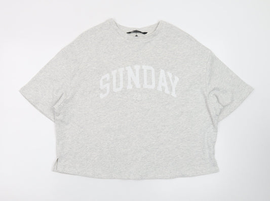 F&F Active Women's Grey 'Sunday Club' Relaxed Fit Short Sleeve Jumper M