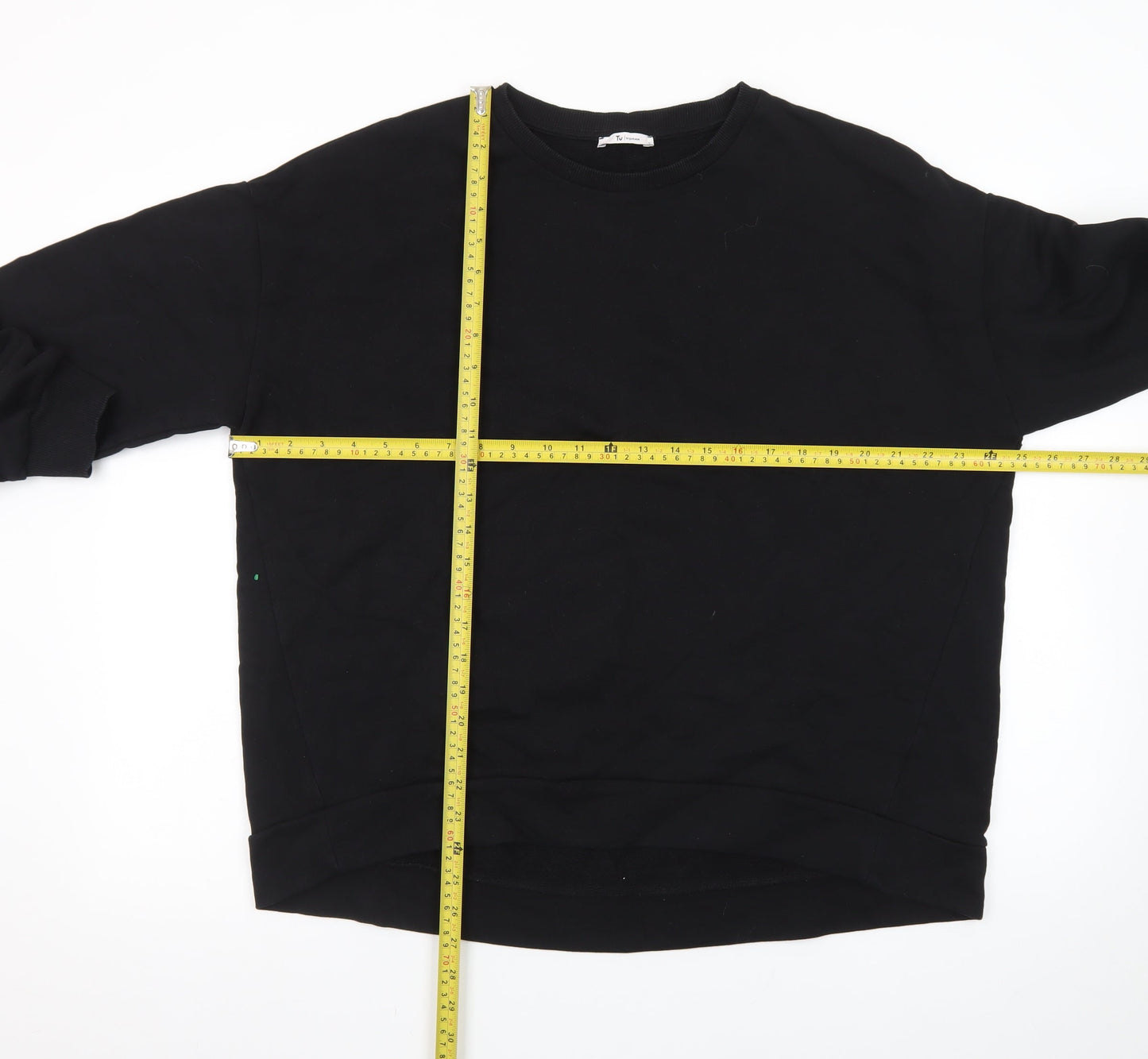 Tu Men's Black Cotton Crew Neck Long Sleeve Pullover Sweatshirt L