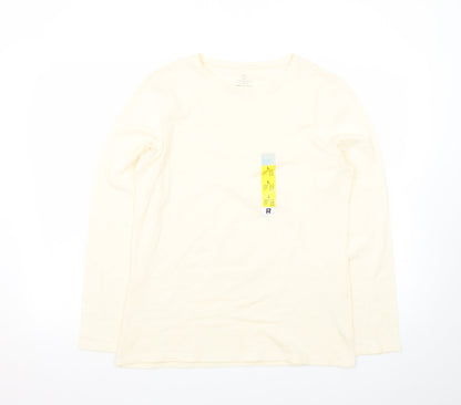 Primark Womens Ivory Long Sleeve Stretch Crew T-Shirt Size L 14/16