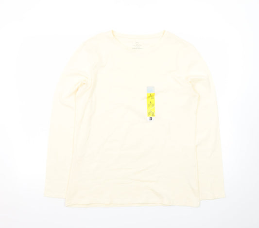 Primark Womens Ivory Long Sleeve Stretch Crew T-Shirt Size L 14/16