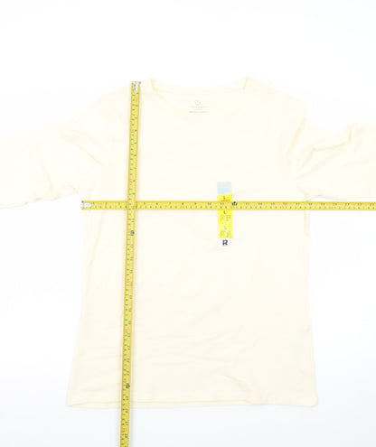 Primark Womens Ivory Long Sleeve Stretch Crew T-Shirt Size L 14/16