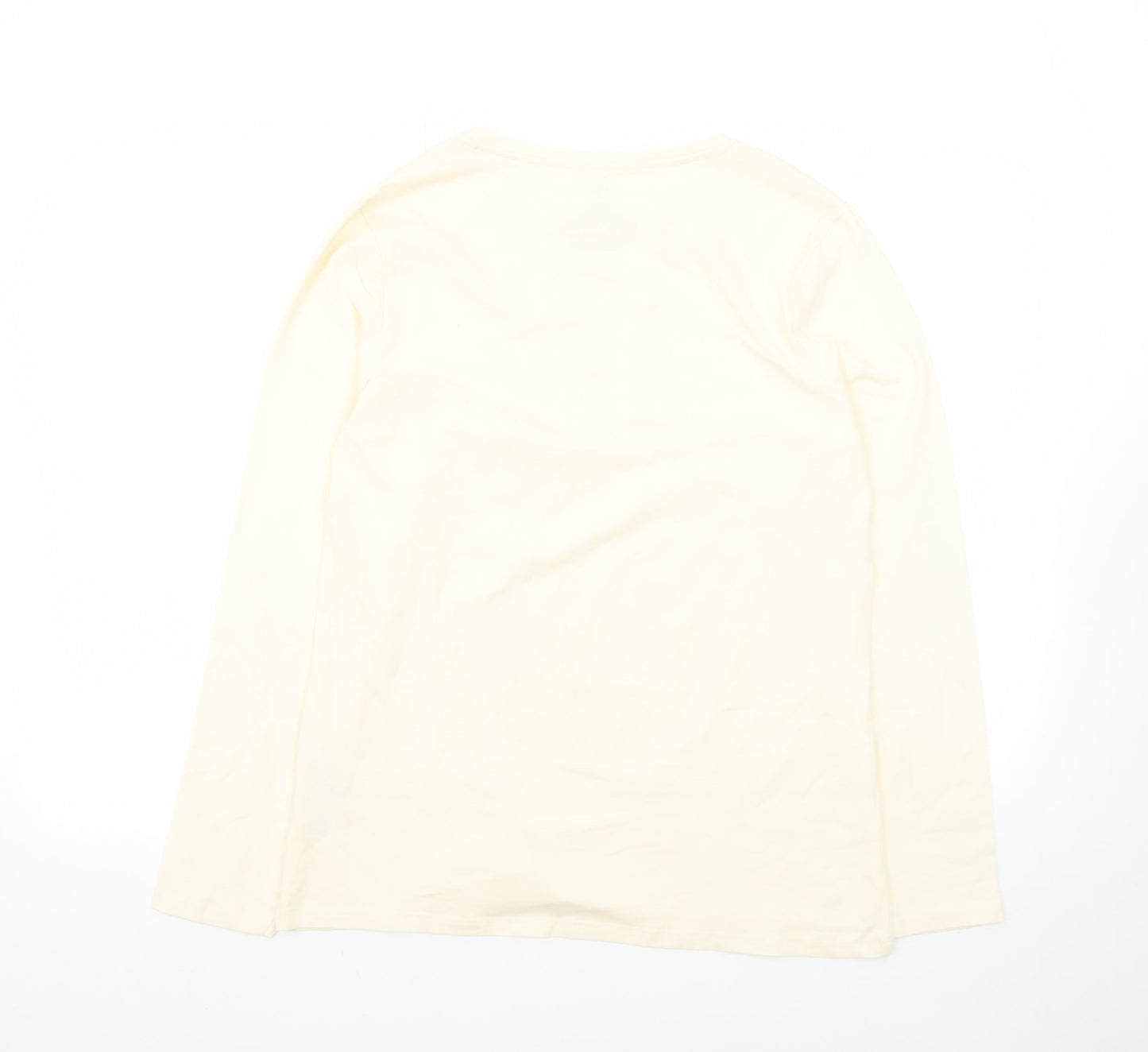 Primark Womens Ivory Long Sleeve Stretch Crew T-Shirt Size L 14/16