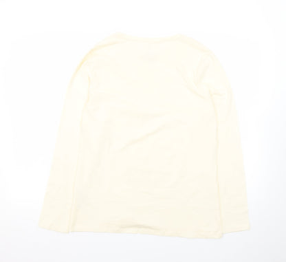Primark Womens Ivory Long Sleeve Stretch Crew T-Shirt Size L 14/16
