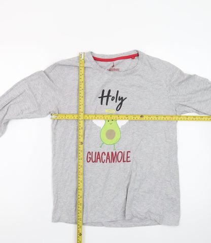 Threadbare Women’s Grey Long Sleeve Funny Avocado T-Shirt Size 10